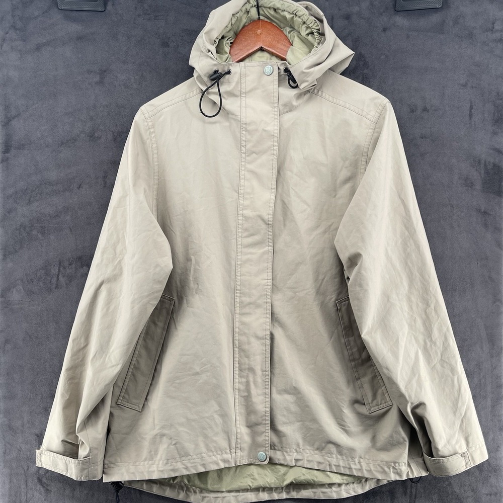L.L.Bean Women's Hooded Jacket Beige Nylon Lightweight Full Zip Medium